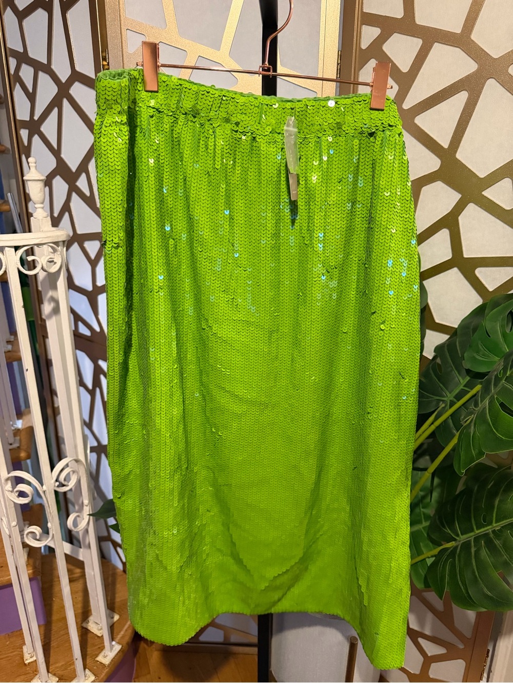 J.Crew Collection Lime Green Sequin Midi Skirt NWT XXL
